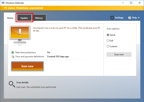 How To Get Windows Defender Offline Update In Windows 10